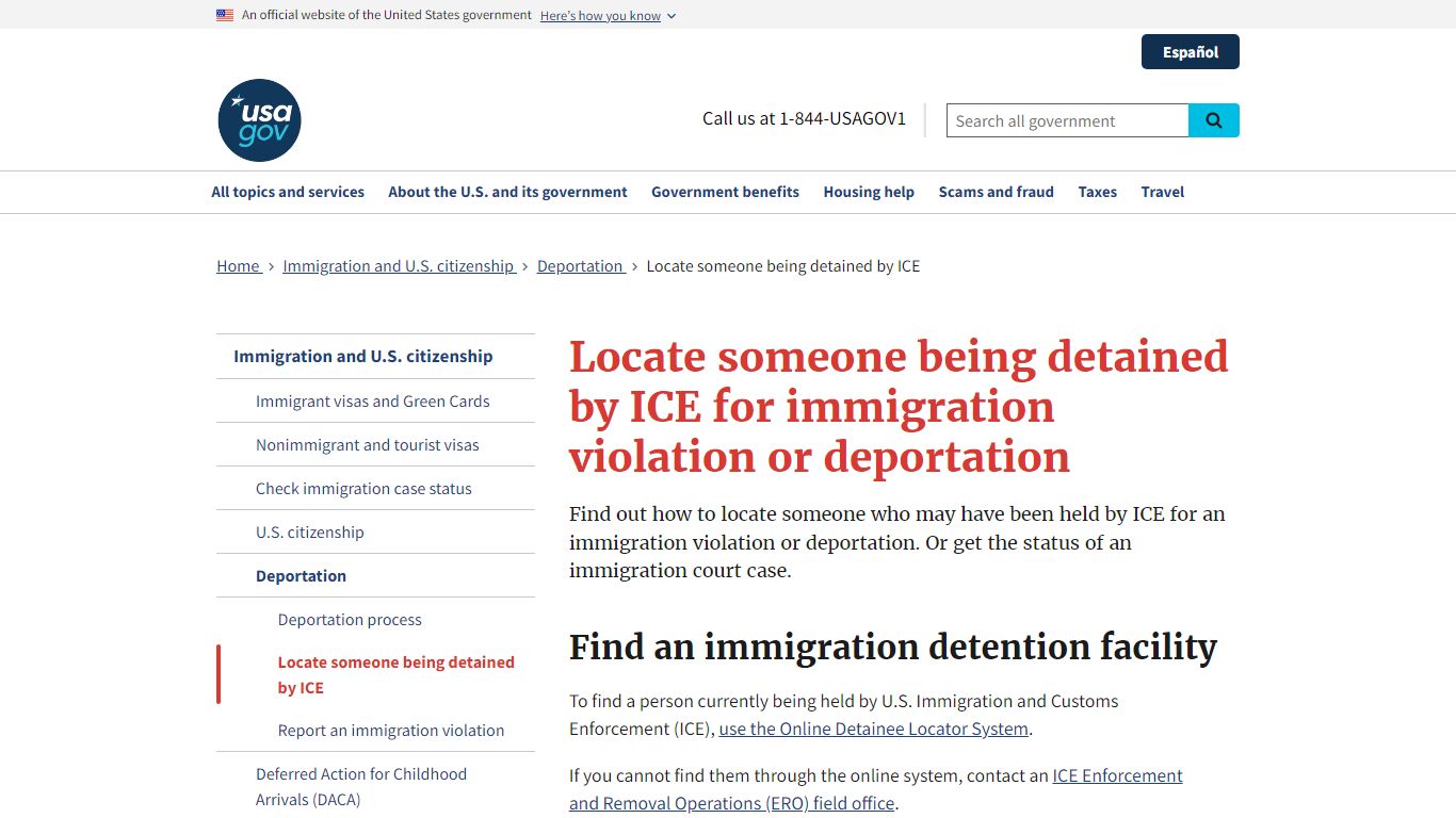 Locate someone being detained by ICE for immigration violation or ...